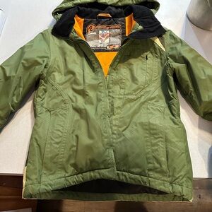 Women’s Green Puffer Jacket with Black Accents